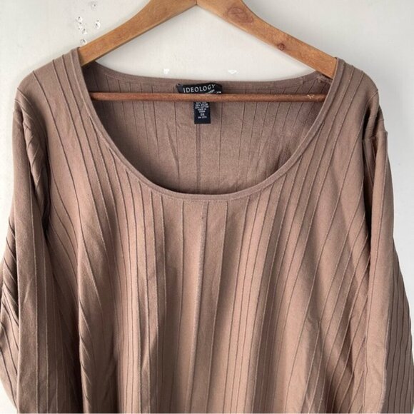 Ideology brown silk blend scoop neck boxy lightweight sweater top size 3X - Picture 3 of 8